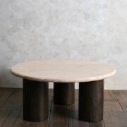 Mesa auxiliar marmol travertino / madera
