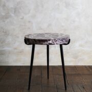 Mesa auxiliar mármol patas hierro